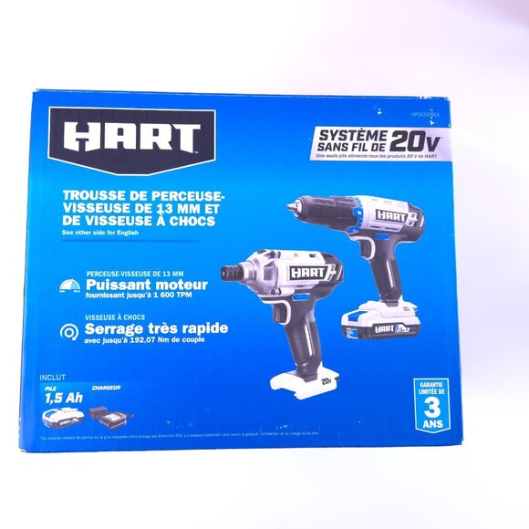 Hart  1/2" Drill & Impact Driver Kit 20v Cordless System New Sealed - Picture 2 of 8